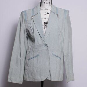 Bradley Bayou Womens Leather Blazer/Jacket, Blue-green, Size M